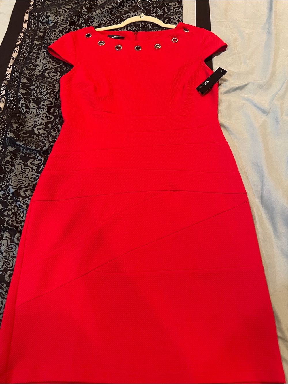 ALYX Bright Red Grommet-Detail Cap-Sleeve Midi Dress